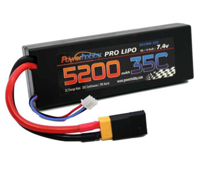 5200mAh 7.4V 2S 35C LiPo Battery with Hardwired XT60 Connector w/HC Adapter