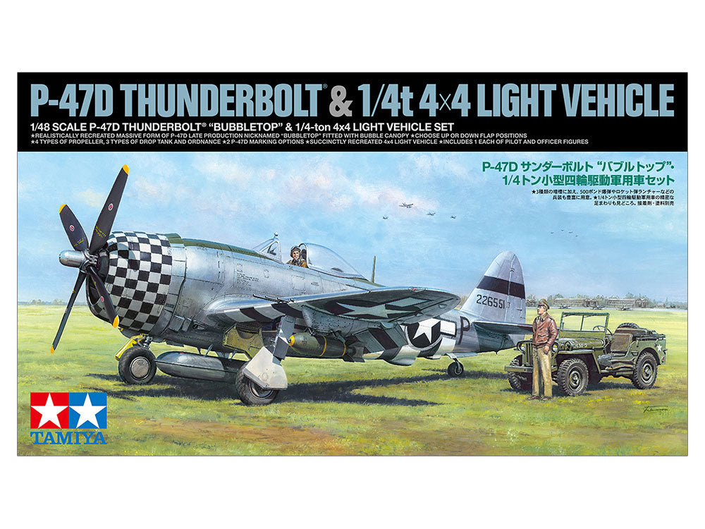 Tamiya 1/48 Republic P-47D Thunderbolt "Bubbletop" & 1/4-ton 4X4 Light Vehicle