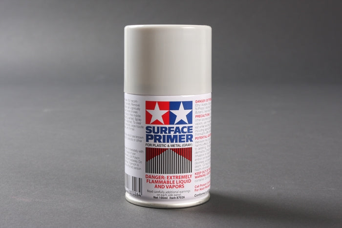 Tamiya Surface Primer 100ml Aerosol Spray Can, for Plastic and Metal, Gray
