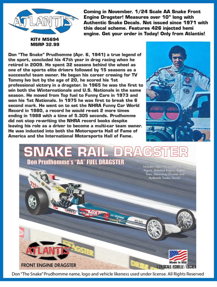 Atlantis 1/24 Don the Snake Prudhomme Front Engine Dragster