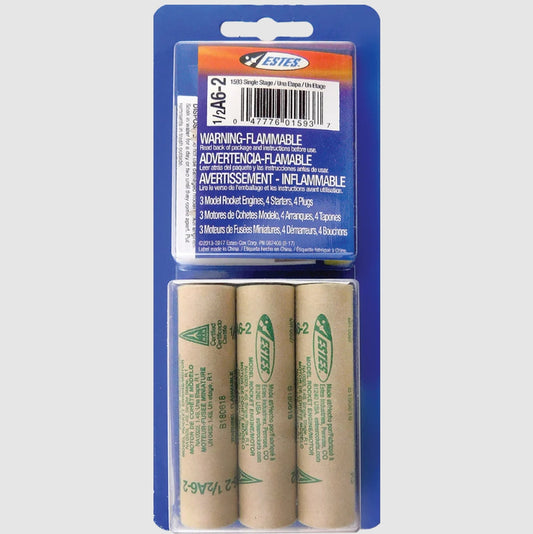 ESTES 1/2A6-2 Model Rocket Engines, (3pk)