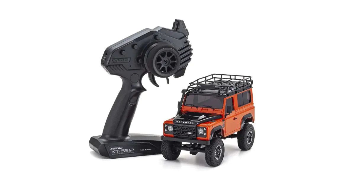 Kyosho MINI-Z 4x4 Series Ready Set Land Rover Defender 90 Adventure Phoenix Orange/Santorini Black