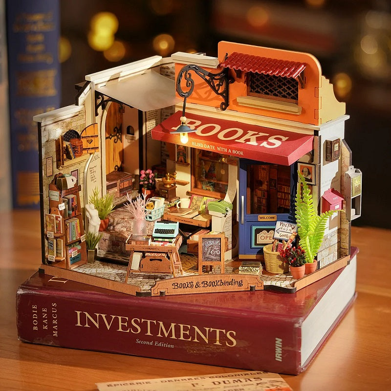 Corner Bookstore, DIY Miniature House Kit