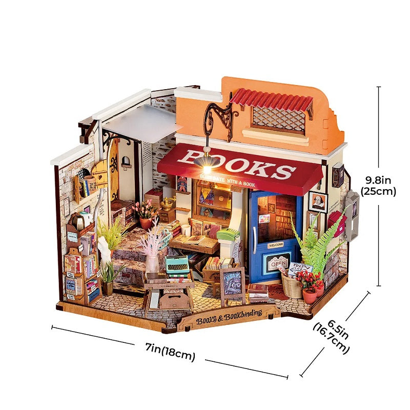 Corner Bookstore, DIY Miniature House Kit