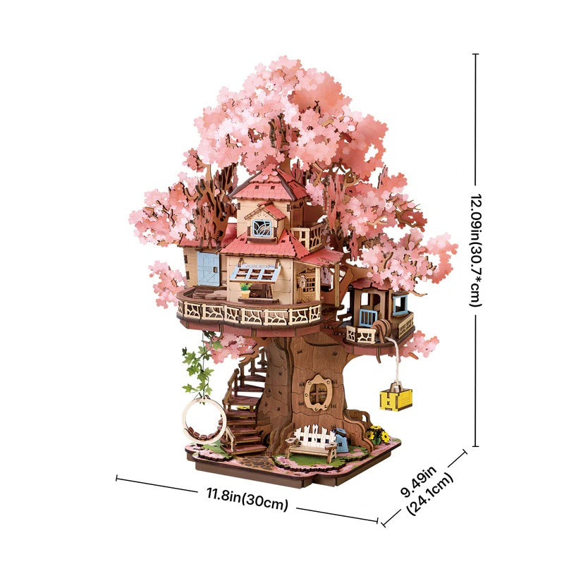 Sakura Tree House, DIY Wooden 3D Puzzle