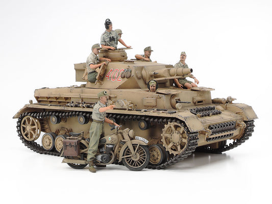 Tamiya 1/35 German Tank Panzerkampfwagen IV Ausf.F &amp; Motorcycle Model Set "North Africa"